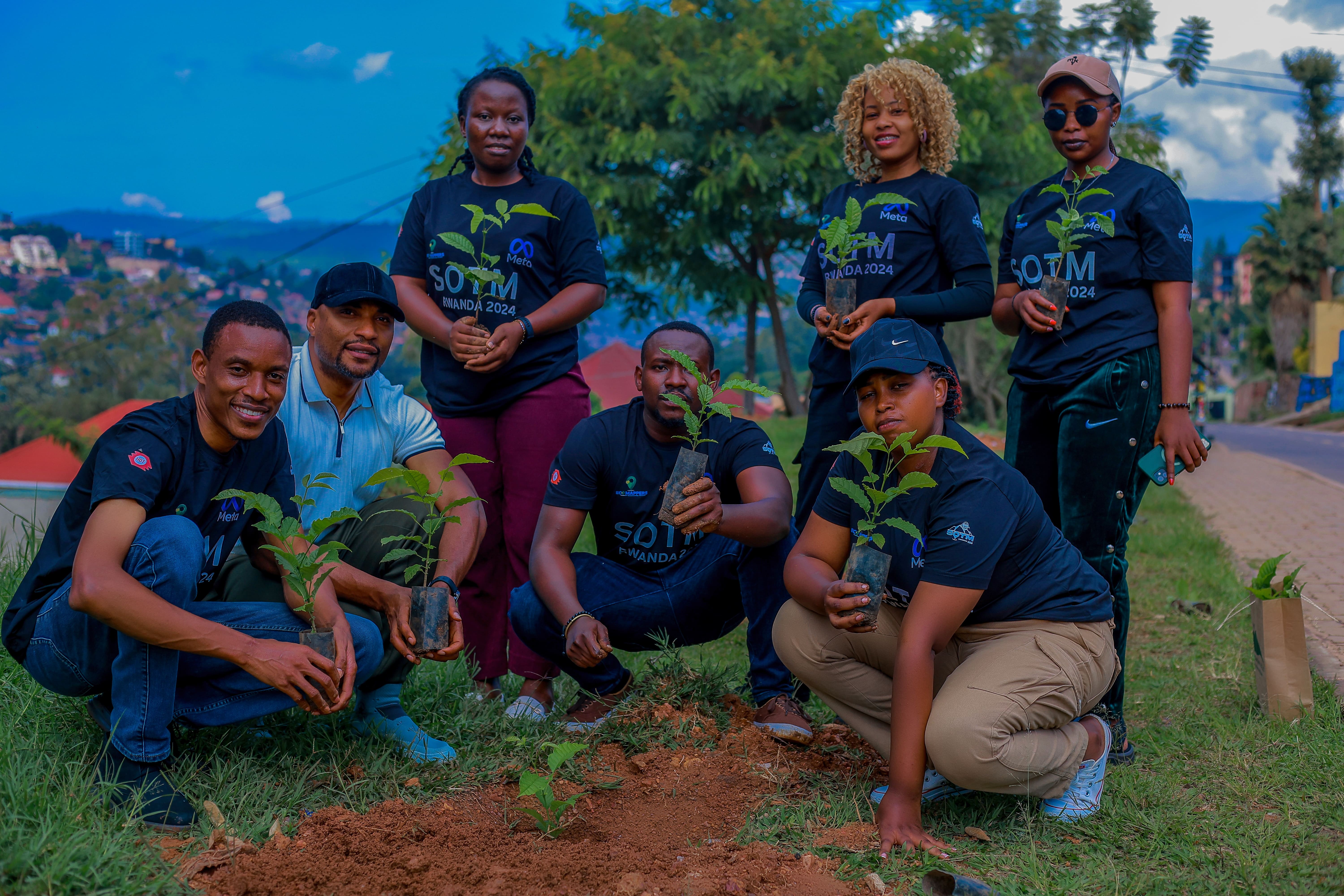 Eco Mappers team planting trees in Rwanda